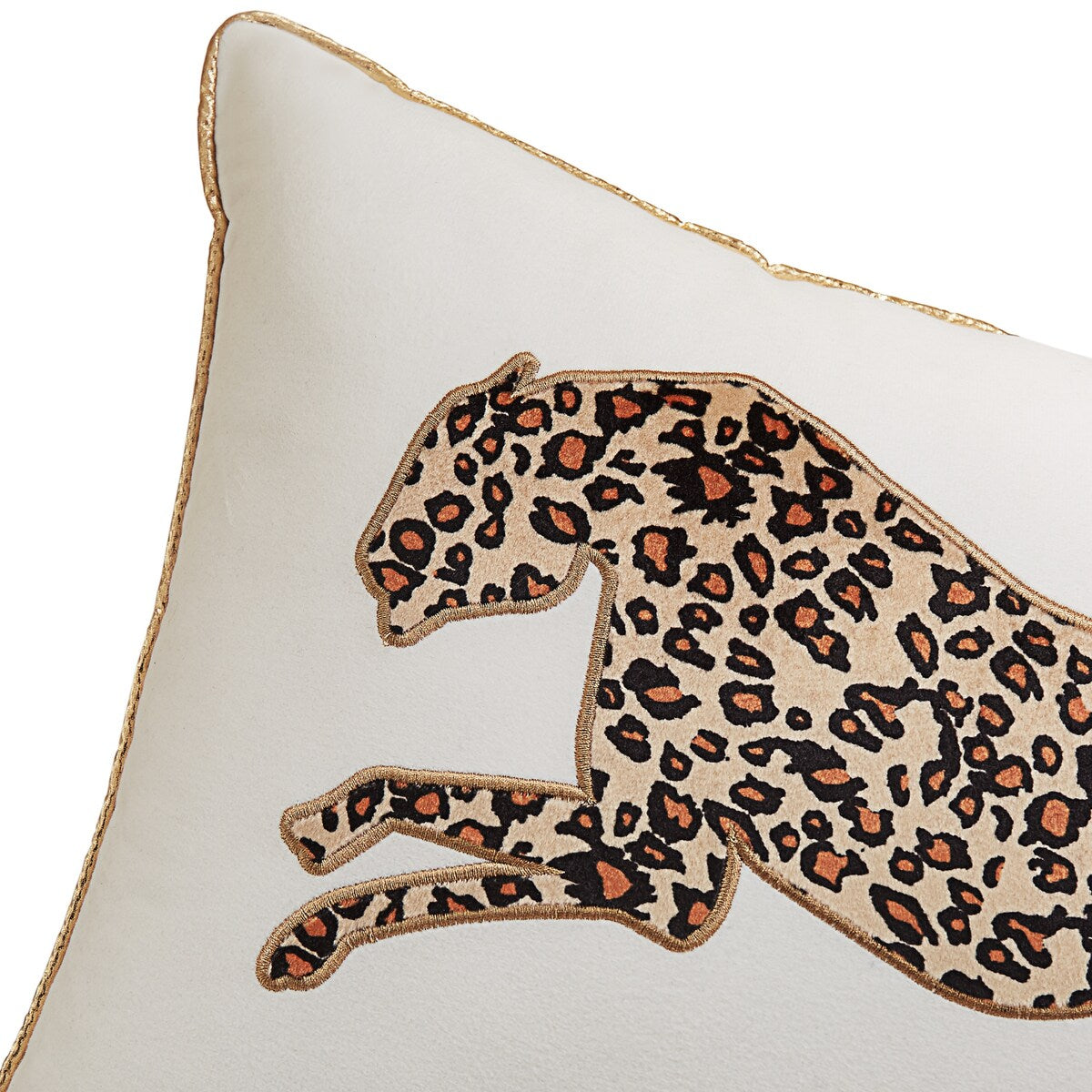 Juicy Couture Embroidered Leopard Pillow 14" x 24", White Velvet