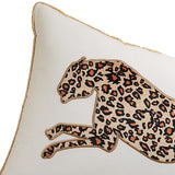 Juicy Couture Embroidered Leopard Pillow 14" x 24", White Velvet