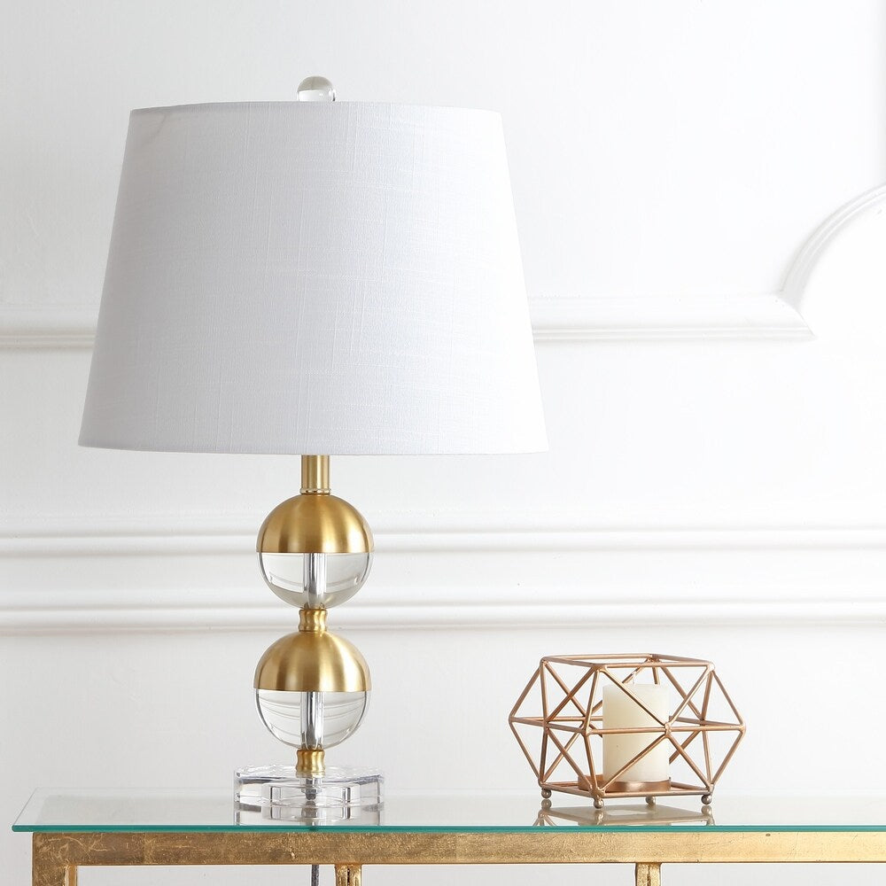 Jules 23" Crystal Mini LED Table Lamp, Brass by JONATHAN Y