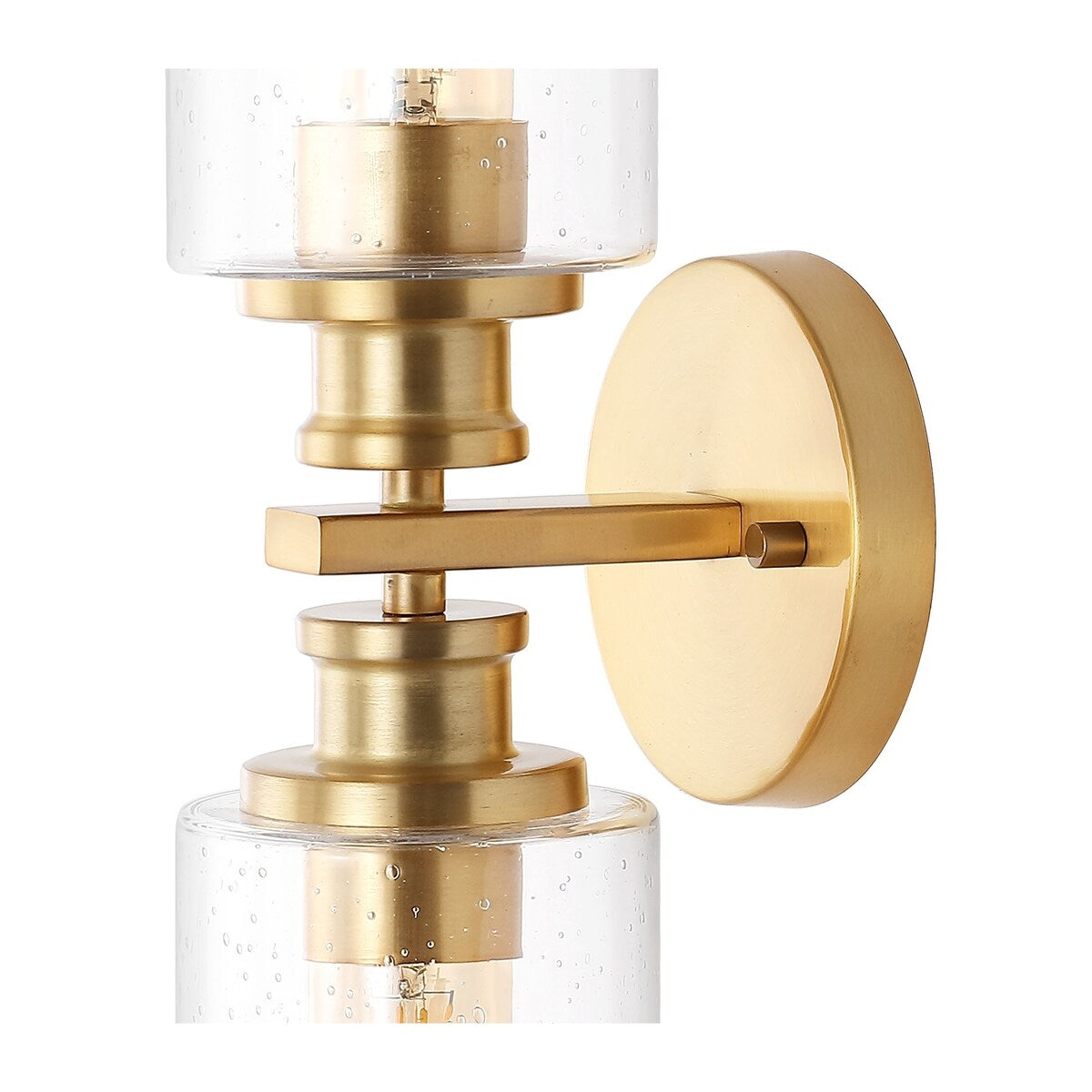 Jules Edison 16.5" Cylinder 2-Light Iron/Seeded Glass Farmhouse Contemporary LED Wall Sconce, Black by JONATHAN Y - One