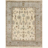 Jules Ushak Cream and Grey Handspun Viscose from Bamboo Rug