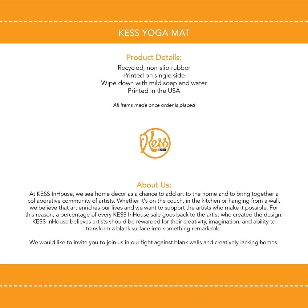 Julia Grifol "Happy Triangles" Gray Orange Digital Yoga Mat