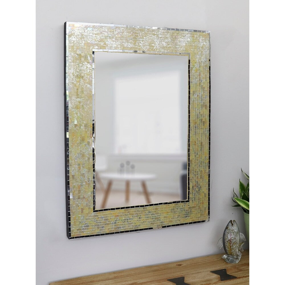 Julia Mixed Glass Mosaic 31-inch Height Rectangular Wall Mirror
