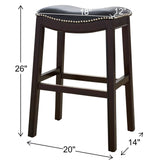 Julian 26" Counter Height Espresso Bar Stool with Black Faux Leather Seat