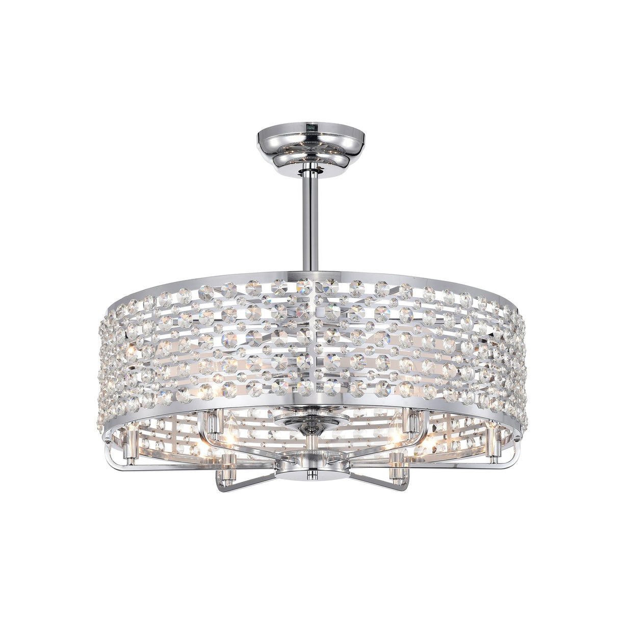 Julian Chrome 28-Inch 6-Light Metal & Crystal Drum Shade Lighted Ceiling Fan (Includes Remote)
