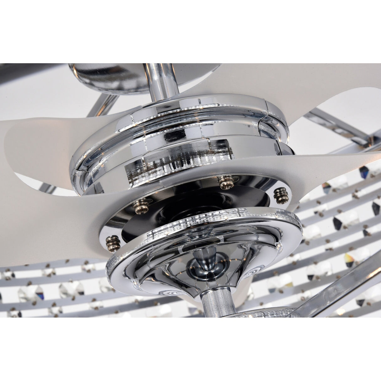 Julian Chrome 28-Inch 6-Light Metal & Crystal Drum Shade Lighted Ceiling Fan (Includes Remote)