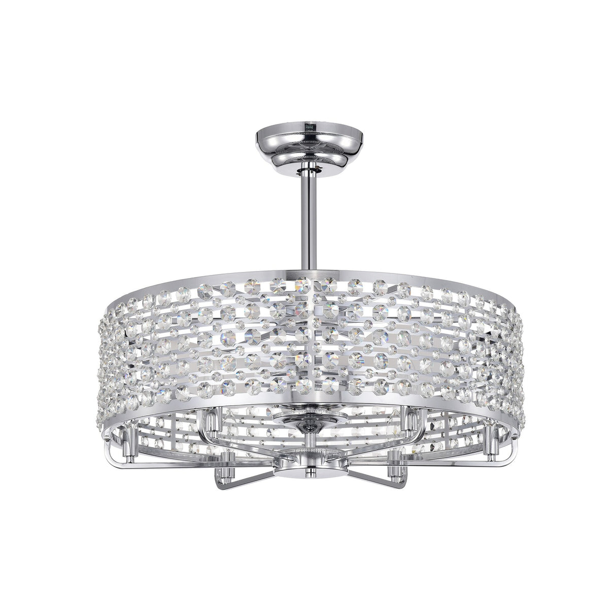 Julian Chrome 28-Inch 6-Light Metal & Crystal Drum Shade Lighted Ceiling Fan (Includes Remote)