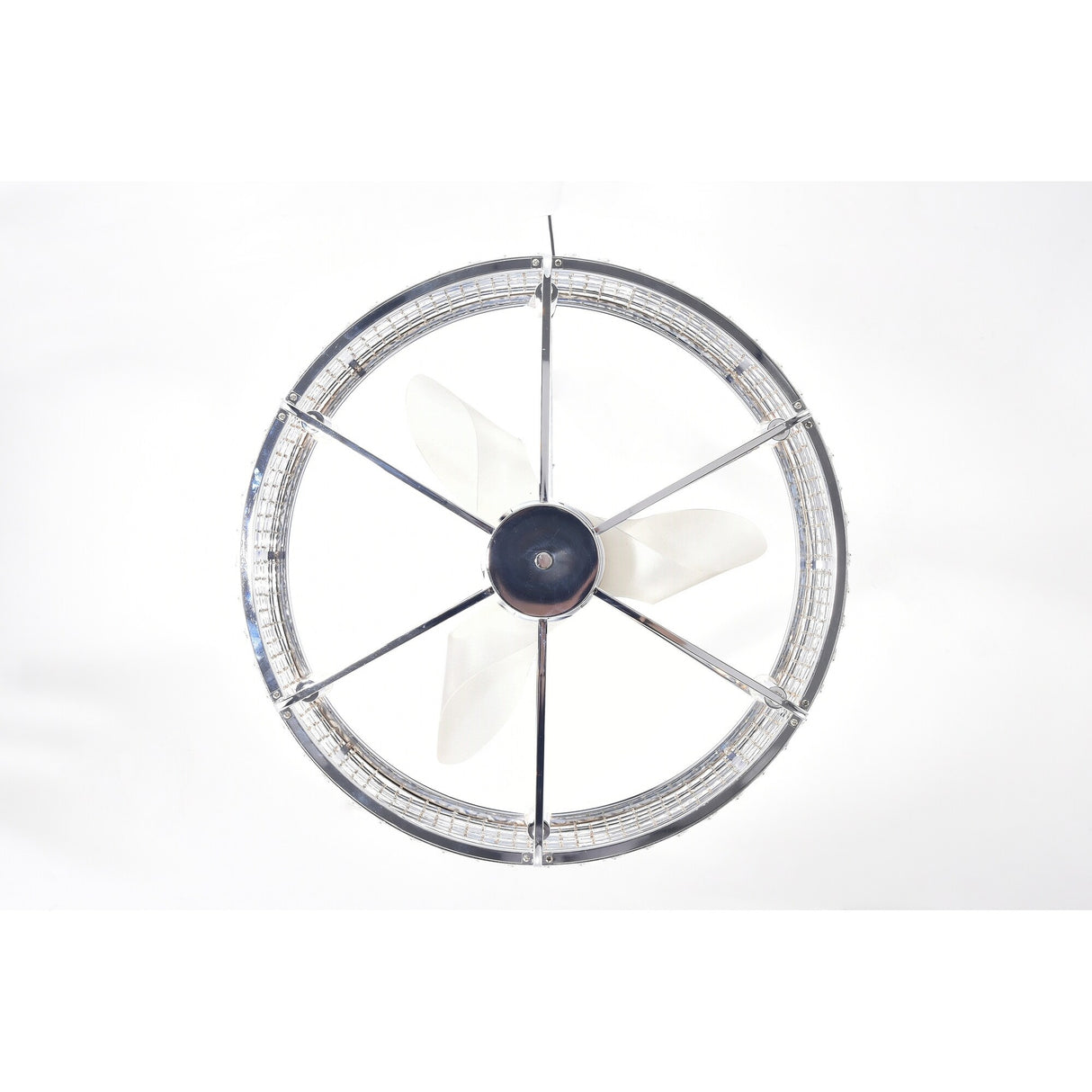 Julian Chrome 28-Inch 6-Light Metal & Crystal Drum Shade Lighted Ceiling Fan (Includes Remote)