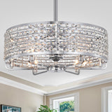Julian Chrome 28-Inch 6-Light Metal & Crystal Drum Shade Lighted Ceiling Fan (Includes Remote)