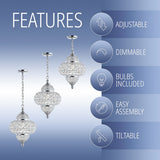 Juliette 12" Crystal/Metal LED Chandelier Pendant, Chrome by JONATHAN Y