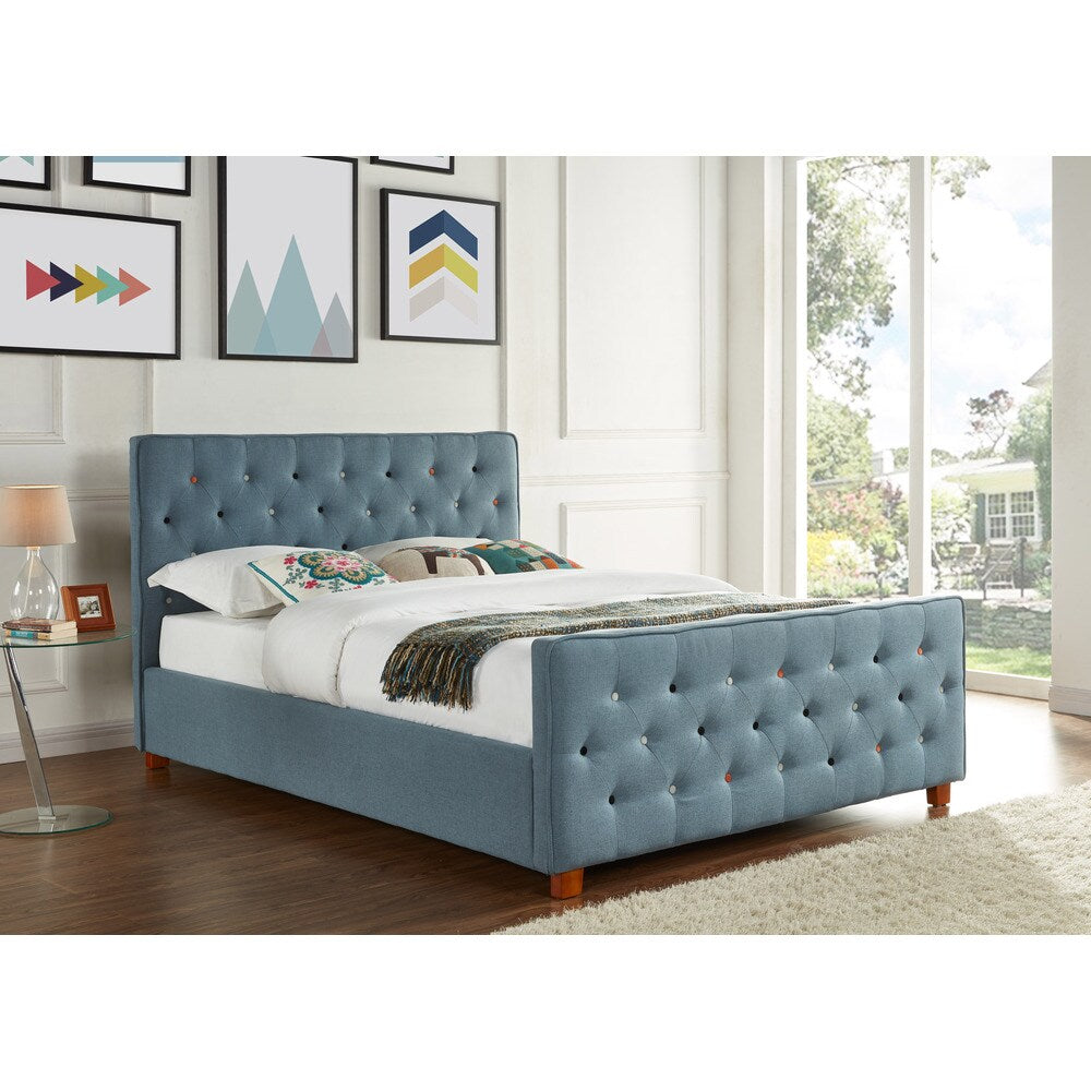 Juliette Chambray Upholstered Button Tufted Queen Bed