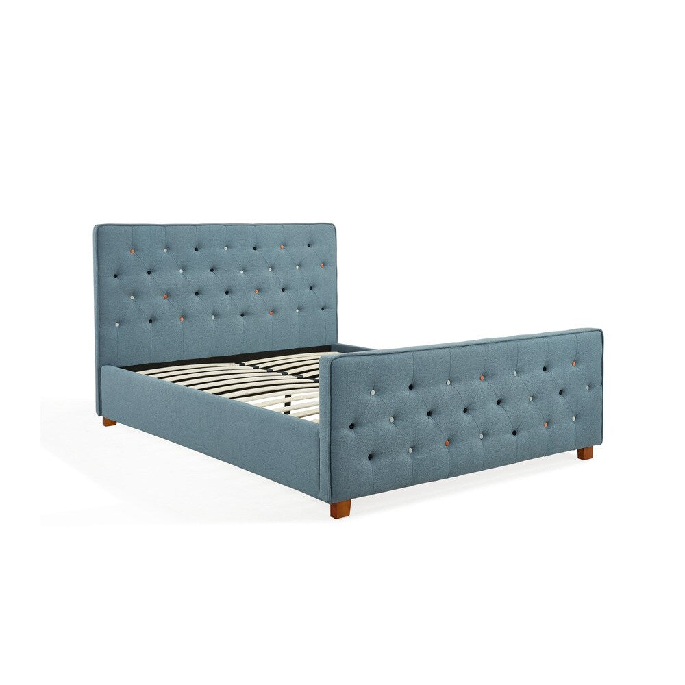 Juliette Chambray Upholstered Button Tufted Queen Bed