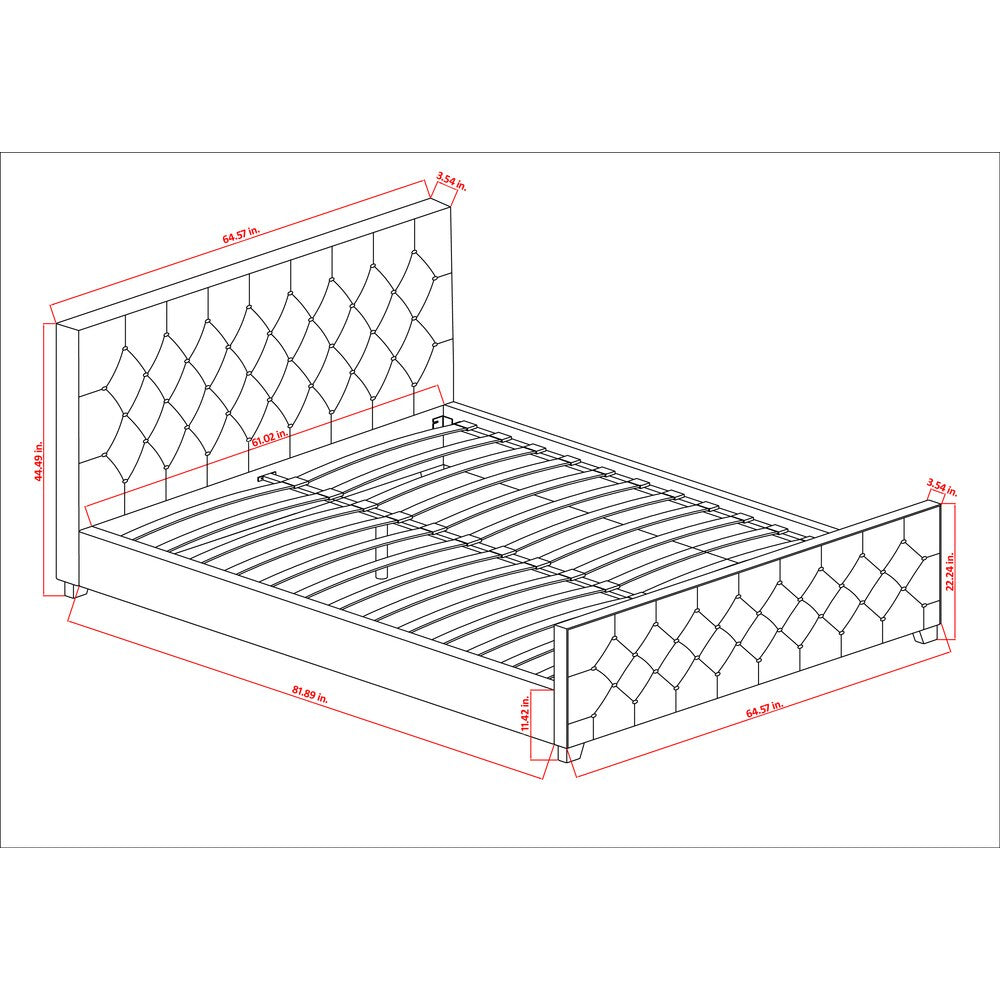 Juliette Chambray Upholstered Button Tufted Queen Bed