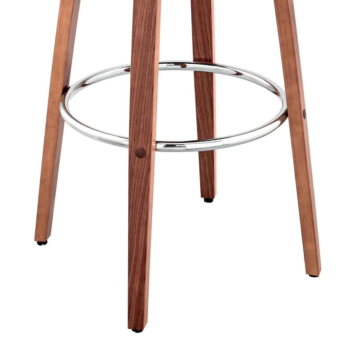 Julius Mid-Century Swivel Faux Leather and Wood Counter or Bar Stool
