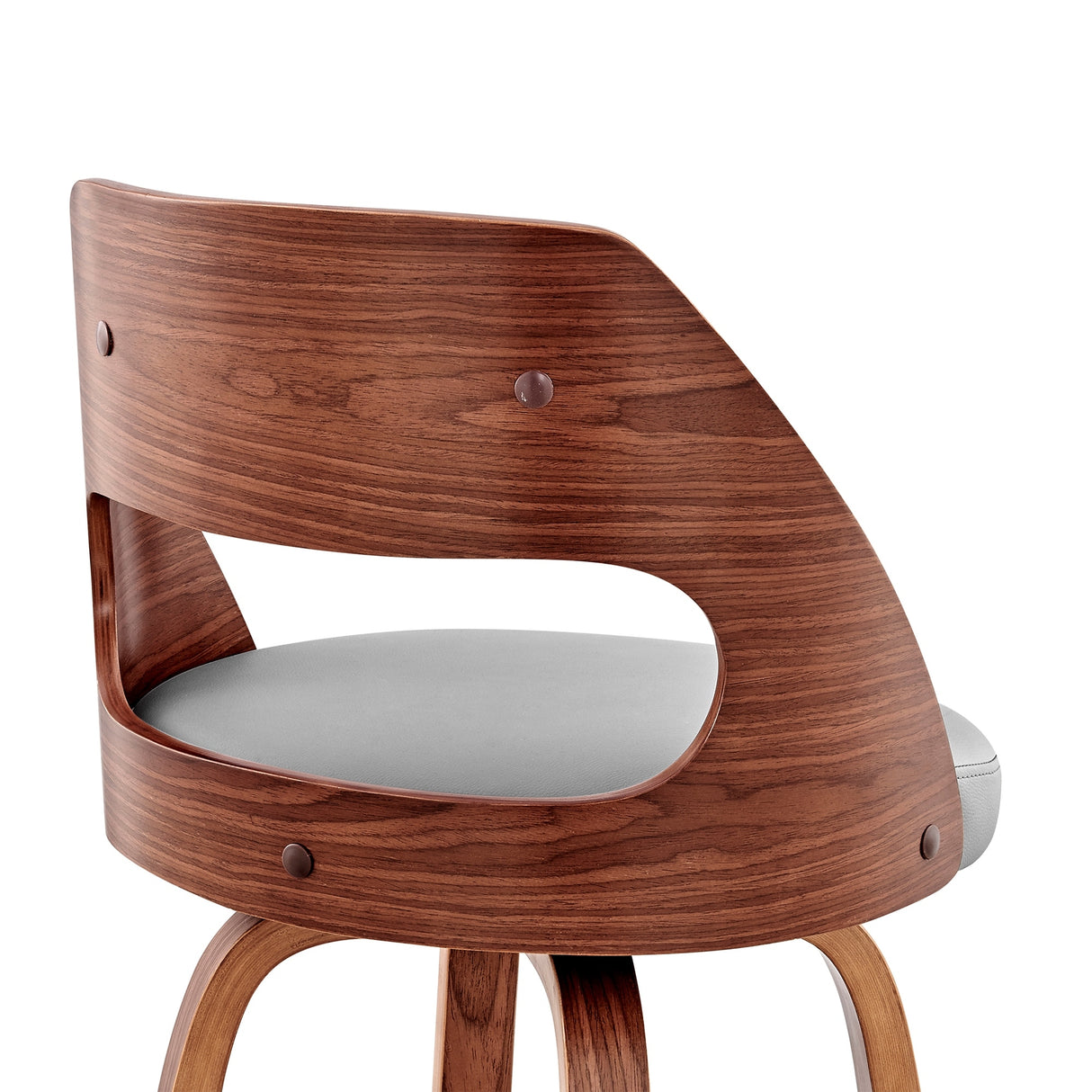 Julius Mid-Century Swivel Faux Leather and Wood Counter or Bar Stool