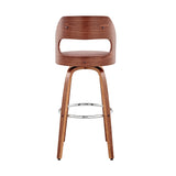 Julius Mid-Century Swivel Faux Leather and Wood Counter or Bar Stool