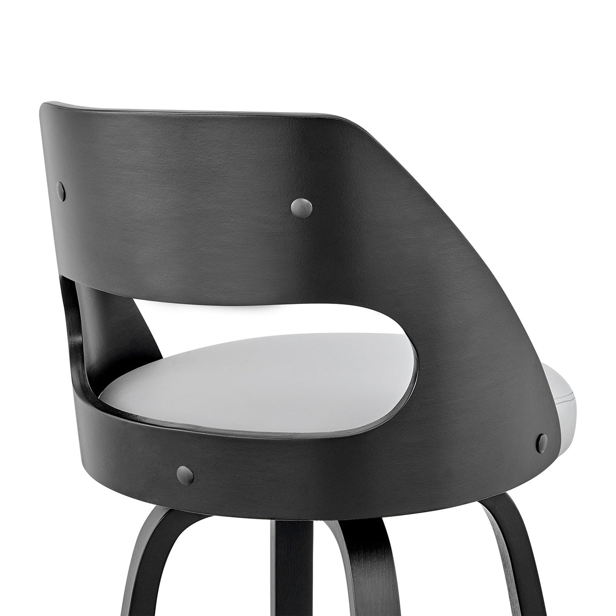 Julius Mid-Century Swivel Faux Leather and Wood Counter or Bar Stool