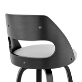 Julius Mid-Century Swivel Faux Leather and Wood Counter or Bar Stool