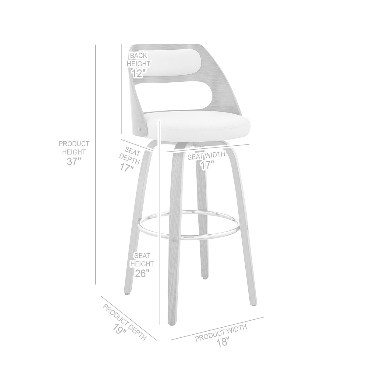 Julius Mid-Century Swivel Faux Leather and Wood Counter or Bar Stool