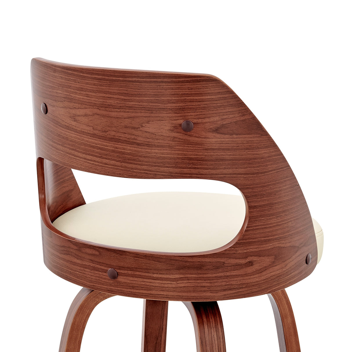 Julius Mid-Century Swivel Faux Leather and Wood Counter or Bar Stool