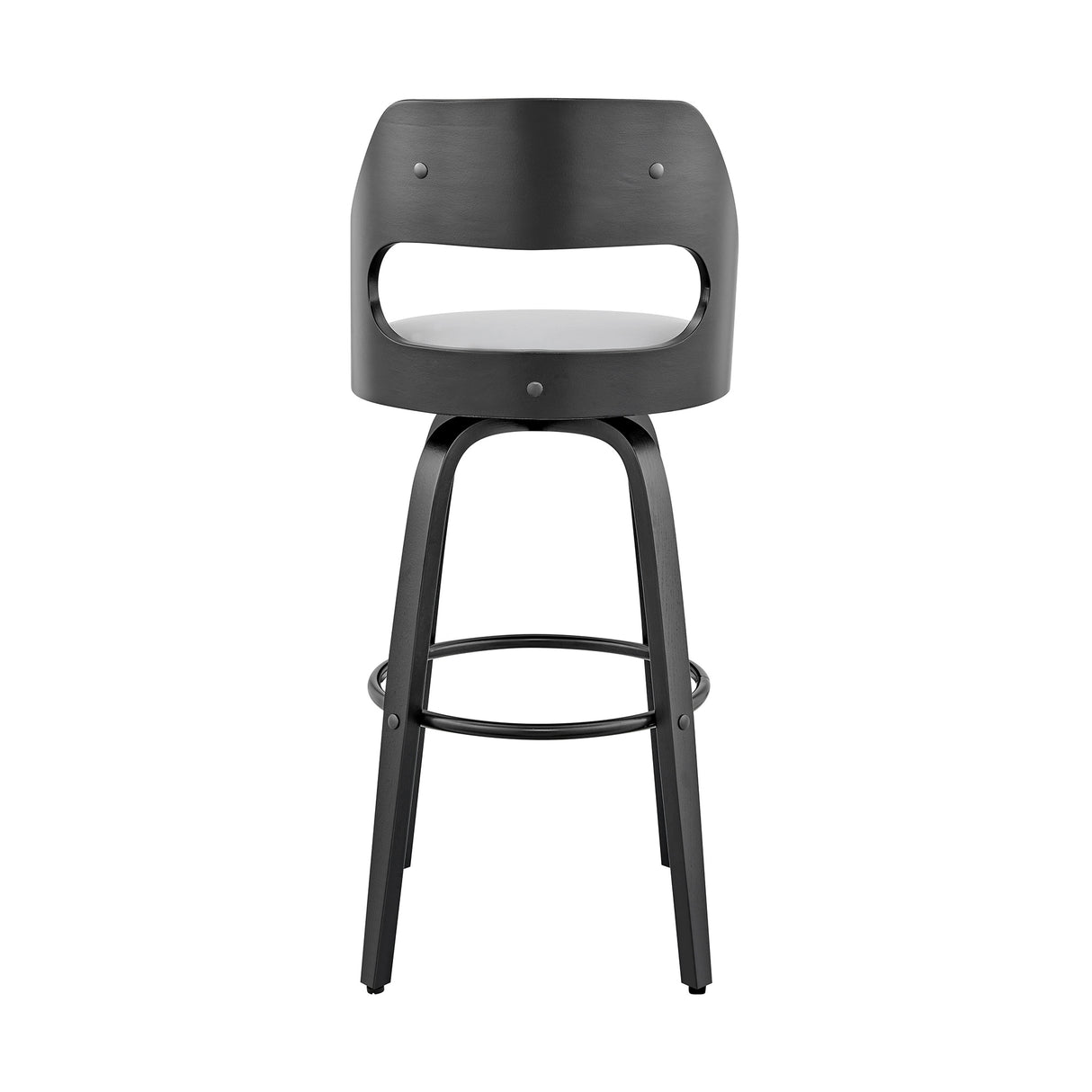 Julius Mid-Century Swivel Faux Leather and Wood Counter or Bar Stool