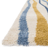 Carson Carrington Holstebro Blue/Gold Wavy Stripe Shag Area Rug