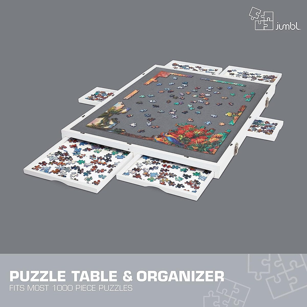 Jumbl 1000 Piece Puzzle Board 23 x 31 with 6 Drawers - N/A
