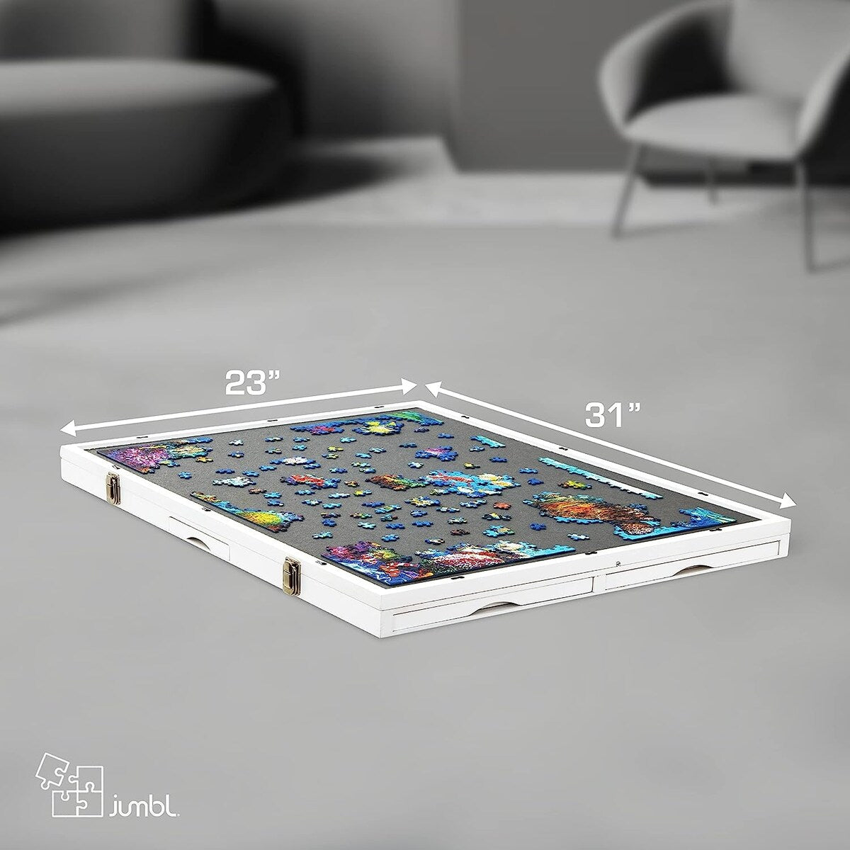Jumbl 1000 Piece Puzzle Board 23 x 31 with 6 Drawers - N/A