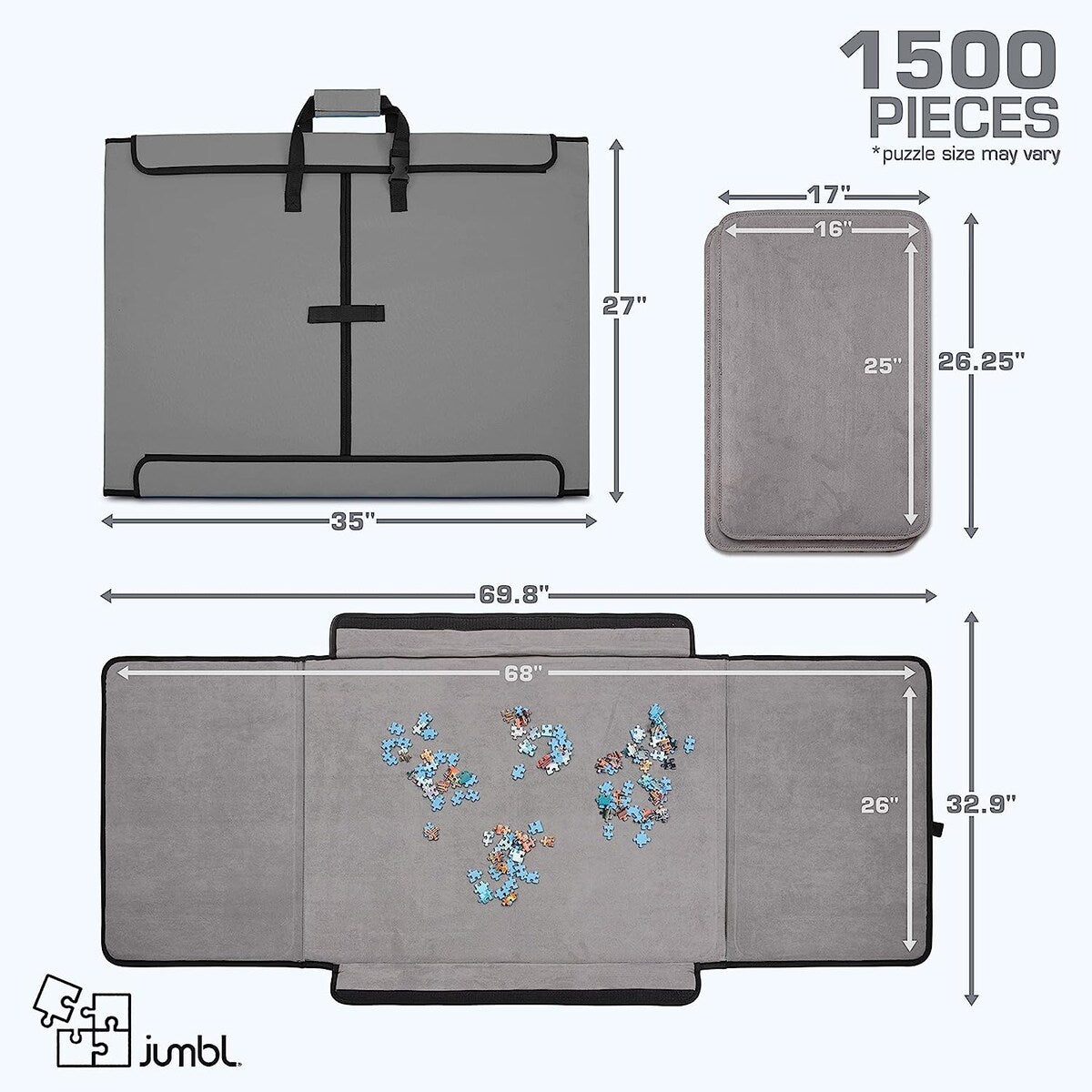 Jumbl Portable Jigsaw Puzzle Board, 1500 Pieces and 2 mats
