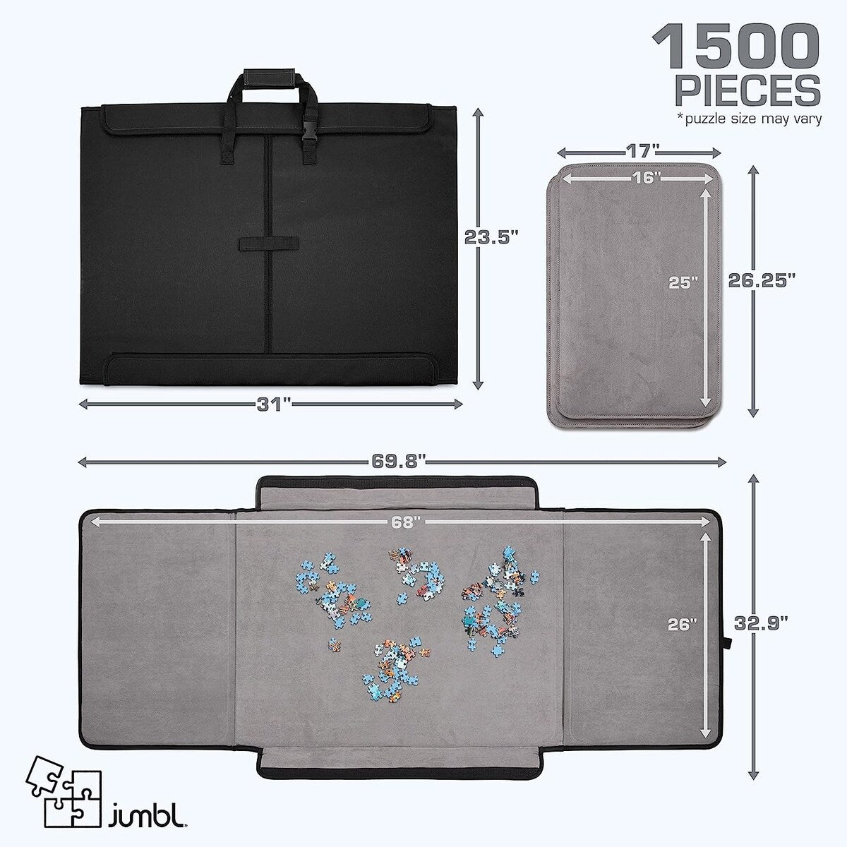 Jumbl Portable Jigsaw Puzzle Board, 1500 Pieces and 2 mats