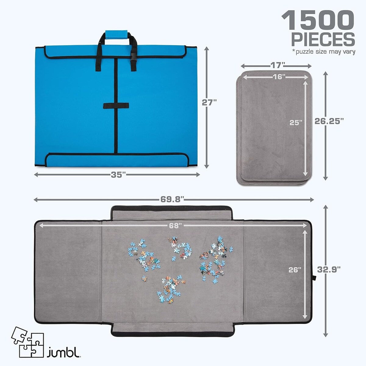 Jumbl Portable Jigsaw Puzzle Board, 1500 Pieces and 2 mats
