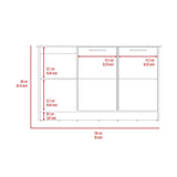 TUHOME Juniper Kitchen Island with Large Top Surface, Double Door Cabinet, and Open Shelves