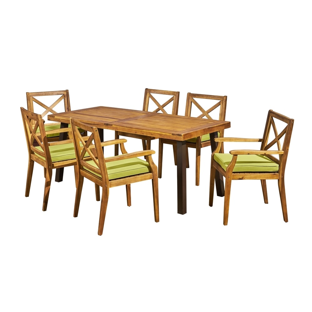 Juniper Outdoor 7 Piece Acacia Wood Dining Set by Christopher Knight Home
