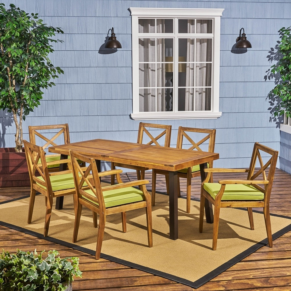 Juniper Outdoor 7 Piece Acacia Wood Dining Set by Christopher Knight Home