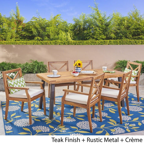 Juniper Outdoor 7 Piece Acacia Wood Dining Set by Christopher Knight Home