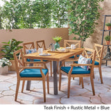 Juniper Outdoor 7 Piece Acacia Wood Dining Set by Christopher Knight Home