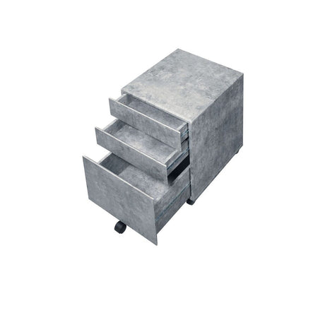 Jurgen File Cabinet, Faux Concrete & Silver