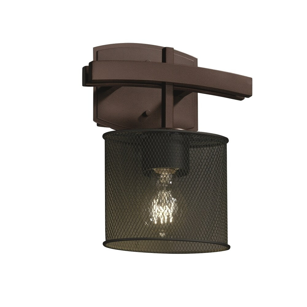 Justice Design Wire Mesh Archway 1-light Dark Bronze ADA Wall Sconce, Oval Shade
