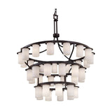 Justice Design Clouds Dakota 36-light Dark Bronze Downlight Chandelier, Clouds Cylinder w/ Flat Rim Shade