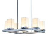 Justice Design Porcelina Laguna 8-light Brushed Nickel LED Outdoor Chandelier, Sawtooth Shade