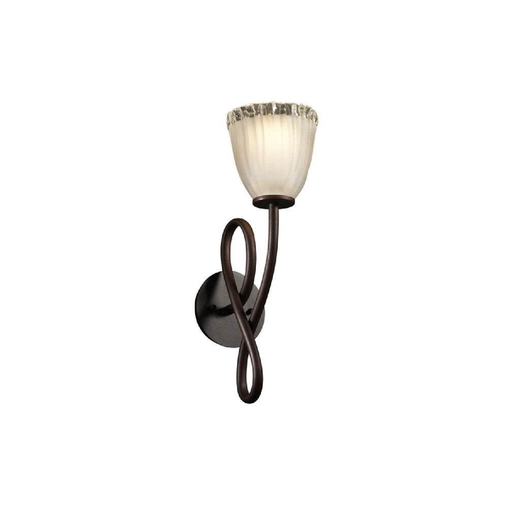 Justice Design Veneto Luce Capellini 1-light Dark Bronze Wall Sconce, White Frosted Tulip - Rippled Rim Shade