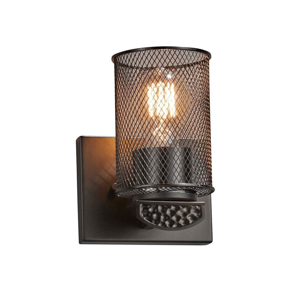 Copper Grove Weert 1-light Matte Black Wall Sconce with Cylindrical Wire Mesh Shade