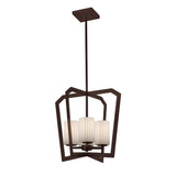 Justice Design Limoges Aria 4-light Dark Bronze Chandelier, Pleats Cylinder - Flat Rim Shade