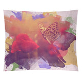 Justin Duane Watercolor Butterfly and Rose Wall Tapestry - 26 x 36