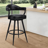 Justin Faux Leather Upholstered Bar or Counter Height Swivel Stool