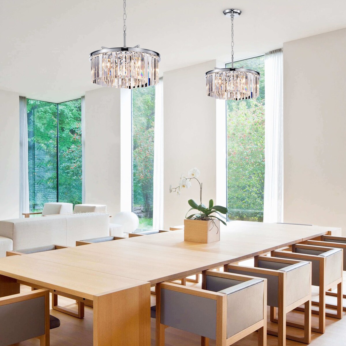 Justina 5-light Chrome Chandelier with Crystal Glass Prisms