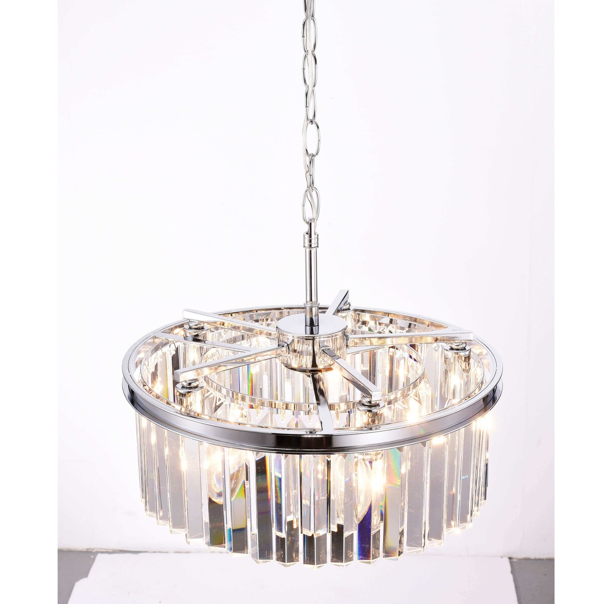 Justina 5-light Chrome Chandelier with Crystal Glass Prisms