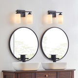 KAWOTI 2-Light Dimmable Bathroom Vanity Light with Frosted White Glass