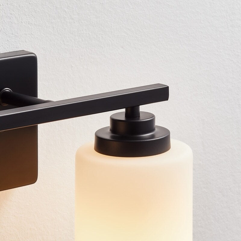 KAWOTI 2-Light Dimmable Bathroom Vanity Light with Frosted White Glass