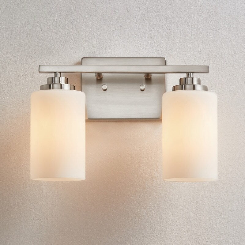 KAWOTI 2-Light Dimmable Bathroom Vanity Light with Frosted White Glass